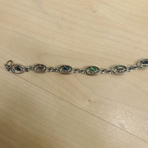 Small Silver Abalone Dolphin in circle bracelet